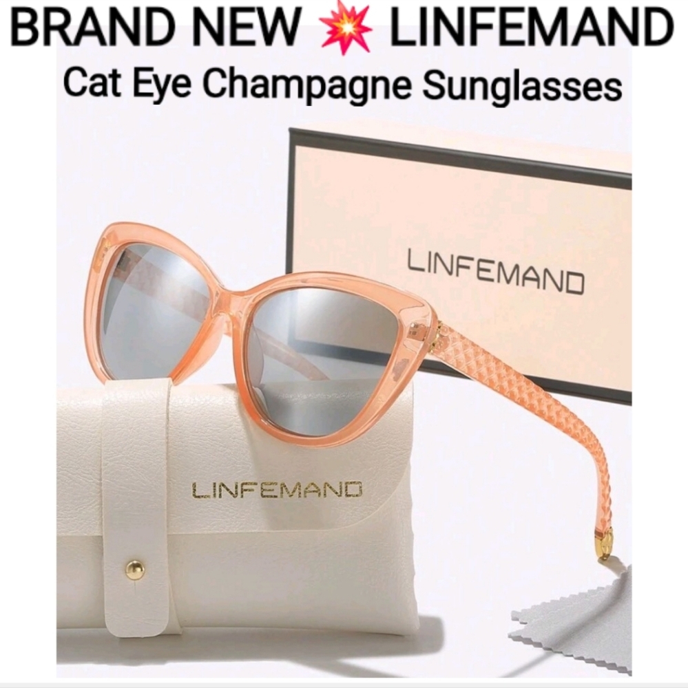 LINFEMAND Cat Eye Champagne Sunglasses